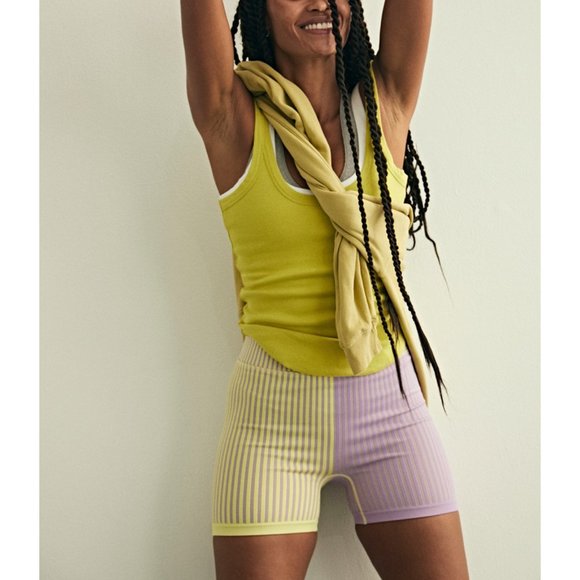 Free People Pants - 🎉LAST CHANCE🎉 NWT FP Movement Stripe Mixing Short / Yellow + Purple Combo